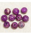 Perles en pierre naturelle ou Gemme - Jaspe Impression Violet - 6mm - Lot de 10 perles