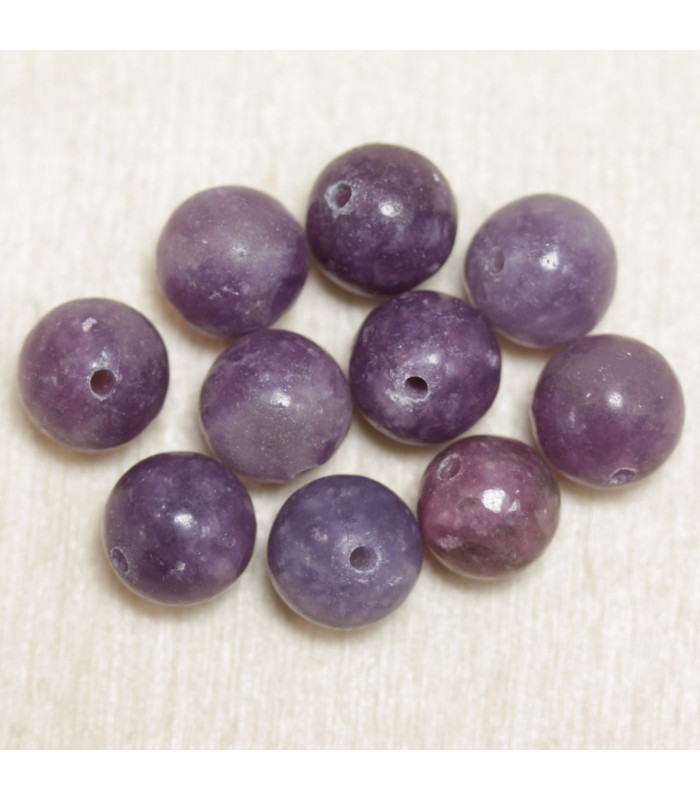 Perles rondes en Lépidolite - 4mm - Lot de 10 perles - Pierre naturelle ou Gemme