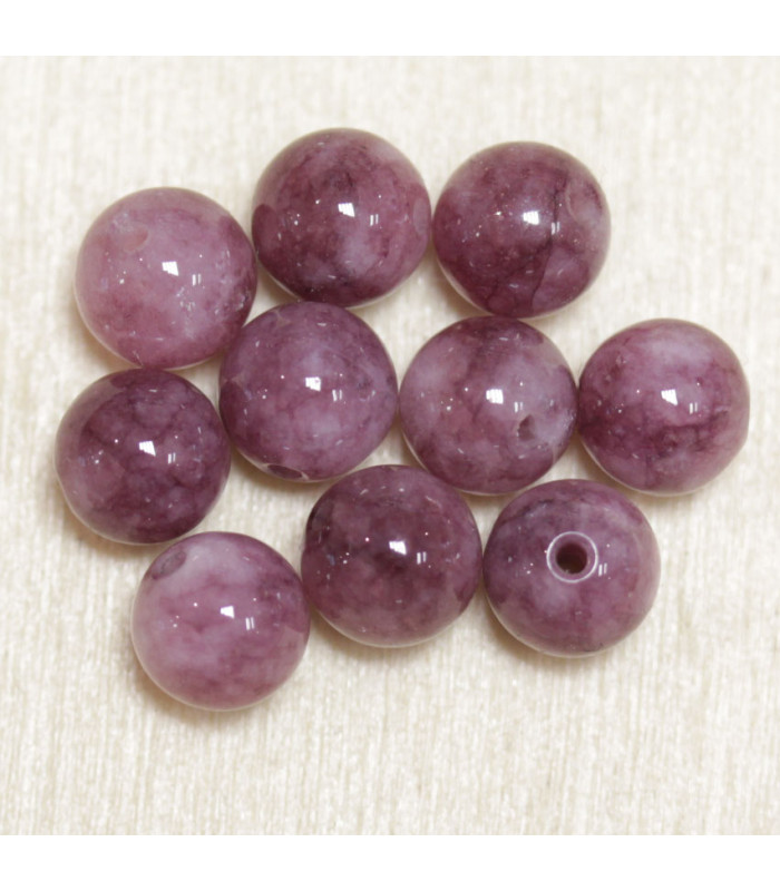 Perles rondes en Lépidolite - 6mm - Lot de 10 perles - Pierre naturelle ou Gemme