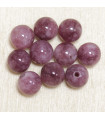 Perles rondes en Lépidolite - 6mm - Lot de 10 perles - Pierre naturelle ou Gemme