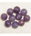 Perles rondes en Lépidolite - 8mm - Lot de 10 perles - Pierre naturelle ou Gemme