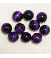 Perles en pierre naturelle ou Gemme - Oeil Du Tigre Violet - 10mm - Lot de 10 perles