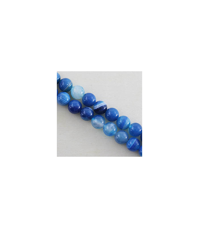 Fil de 38cm en Perles en pierre naturelle - Agate Teintée Bleu - 8mm