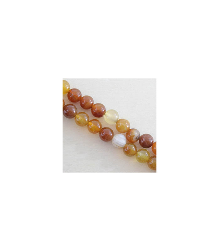 Fil de 38cm en Perles en pierre naturelle - Agate Teintée Marron Clair - 8mm