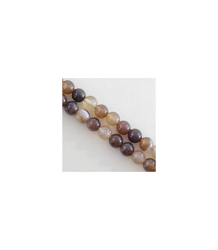 Fil de 38cm en Perles en pierre naturelle - Agate Teintée Marron - 8mm