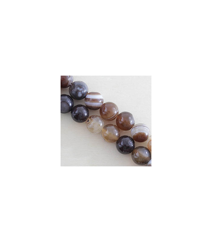 Fil de 38cm en Perles en pierre naturelle - Agate Teintée Marron - 10mm