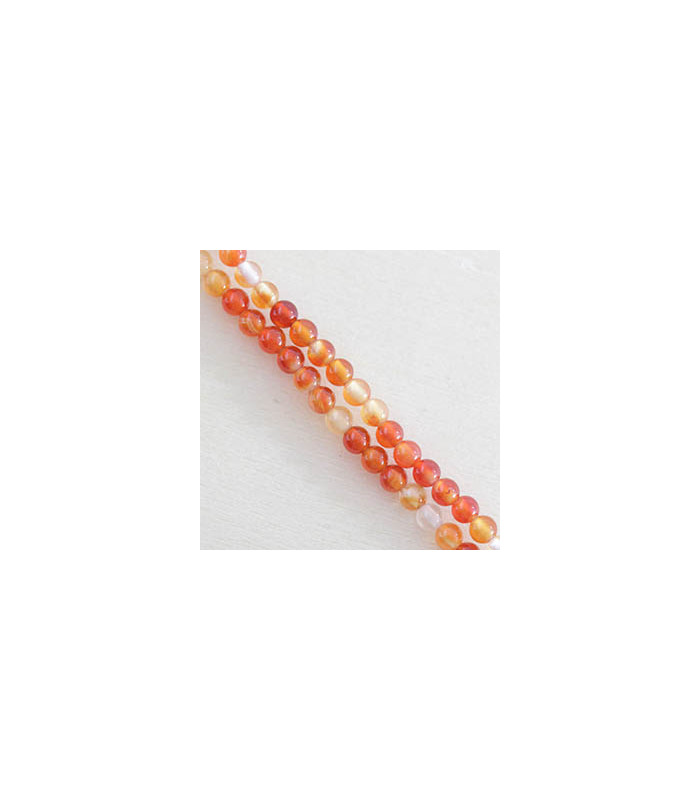 Fil de 38cm en Perles en pierre naturelle - Agate Teintée Orange - 4mm
