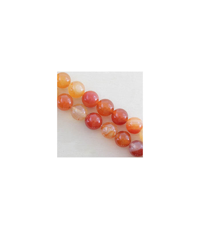 Fil de 38cm en Perles en pierre naturelle - Agate Teintée Orange - 10mm