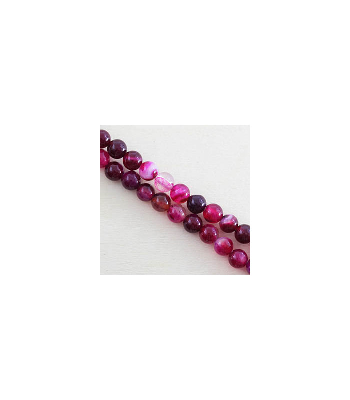 Fil de 38cm en Perles en pierre naturelle - Agate Teintée Rose - 6mm