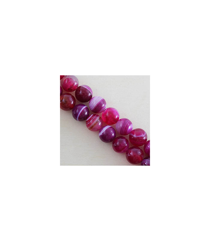 Fil de 38cm en Perles en pierre naturelle - Agate Teintée Rose - 10mm