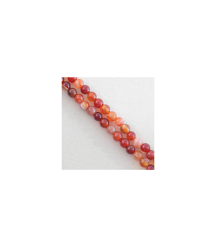 Fil de 38cm en Perles en pierre naturelle - Agate Teintée Rouge - 4mm