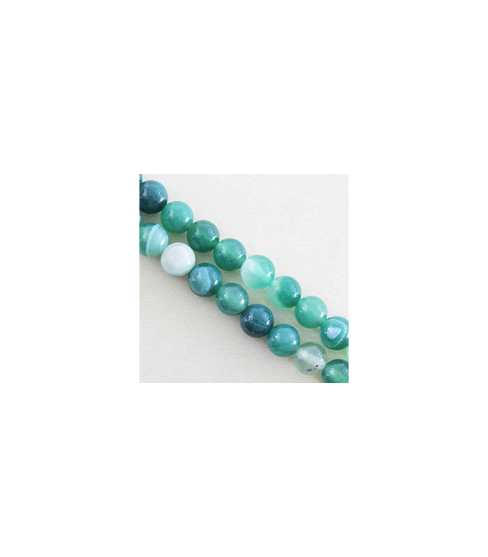Fil de 38cm en Perles en pierre naturelle - Agate Teintée Vert - 8mm
