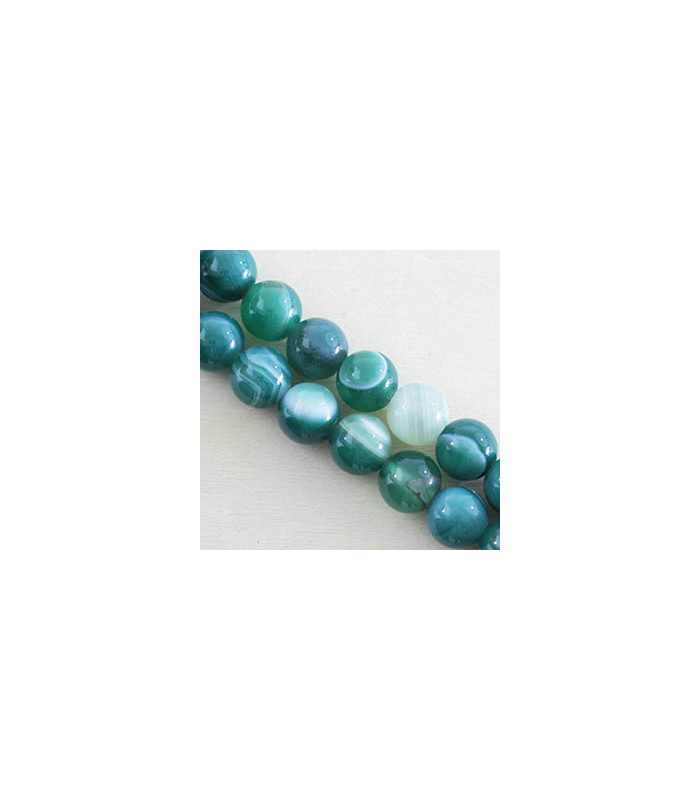 Fil de 38cm en Perles en pierre naturelle - Agate Teintée Vert - 10mm