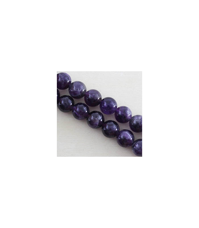 Perles rondes en Améthyste - 10mm - Fil de 38cm - Pierre naturelle ou Gemme