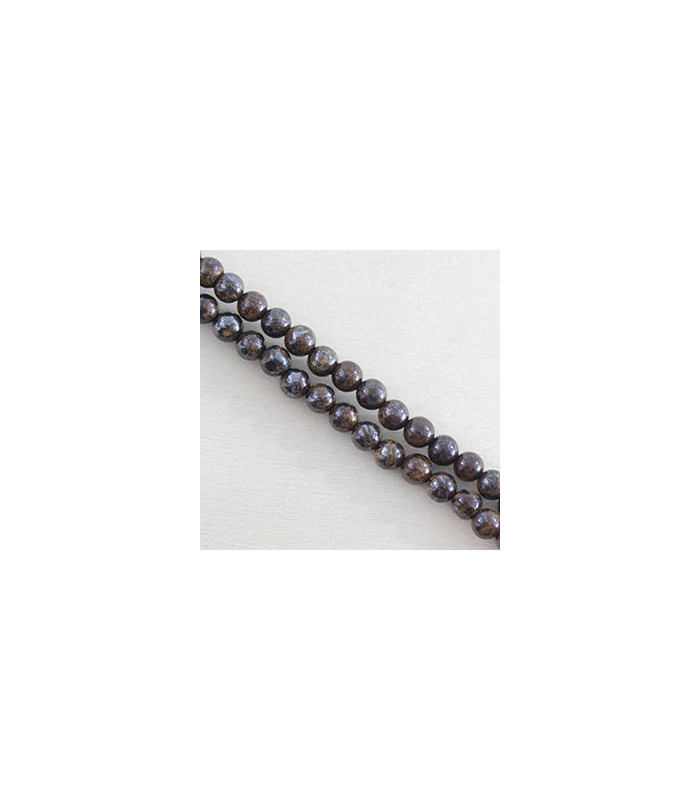 Perles rondes en Bronzite - 4mm - Fil de 38cm - Pierre naturelle ou Gemme