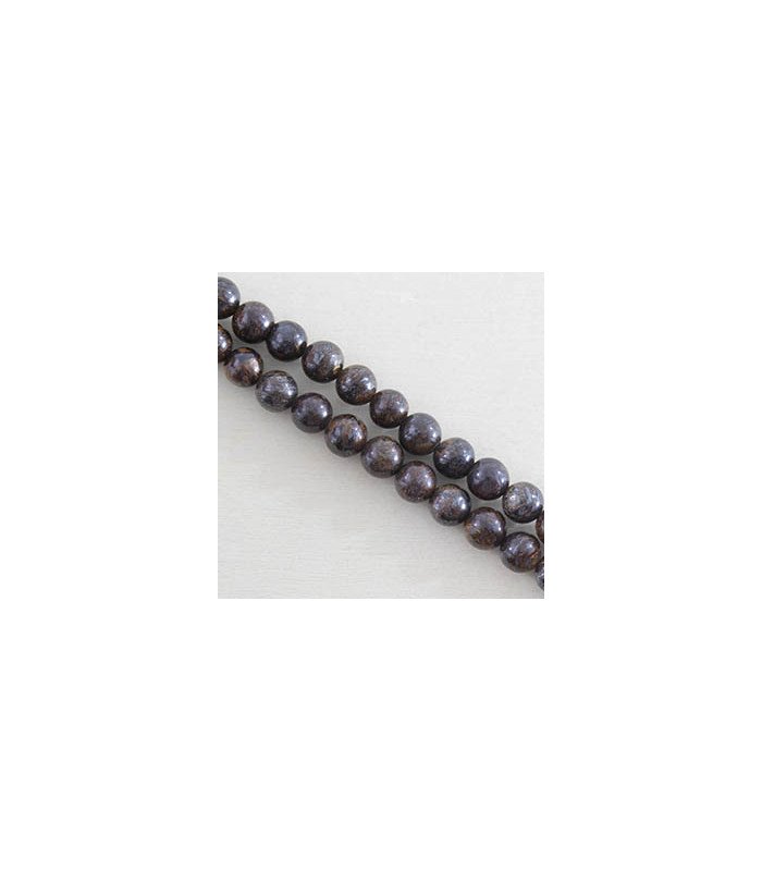 Perles rondes en Bronzite - 6mm - Fil de 38cm - Pierre naturelle ou Gemme