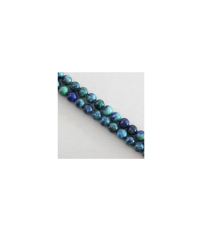 Fil de 38cm en Perles en pierre naturelle - Chrysocolle Azurite - 6mm