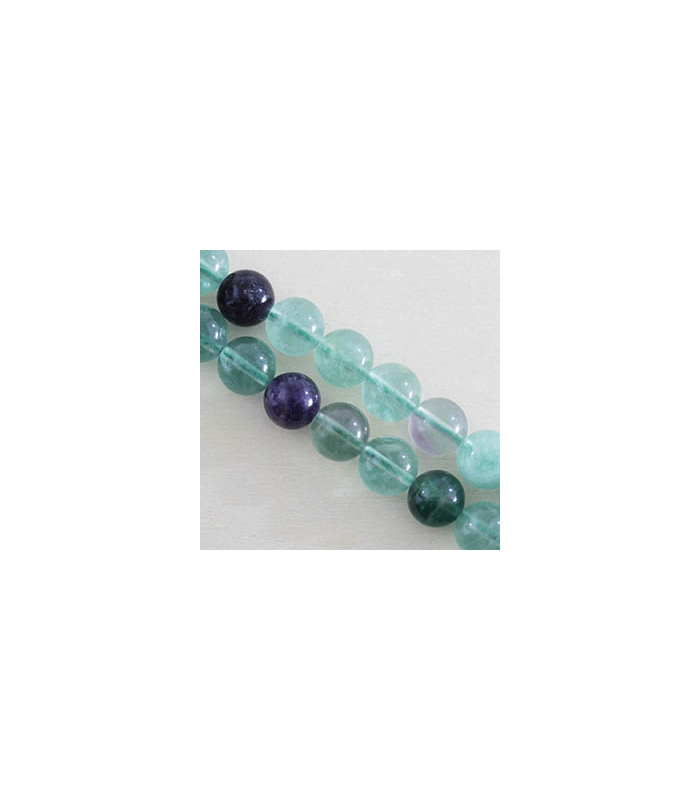 Perles rondes en Fluorite - 10mm - Fil de 38cm - Pierre naturelle ou Gemme