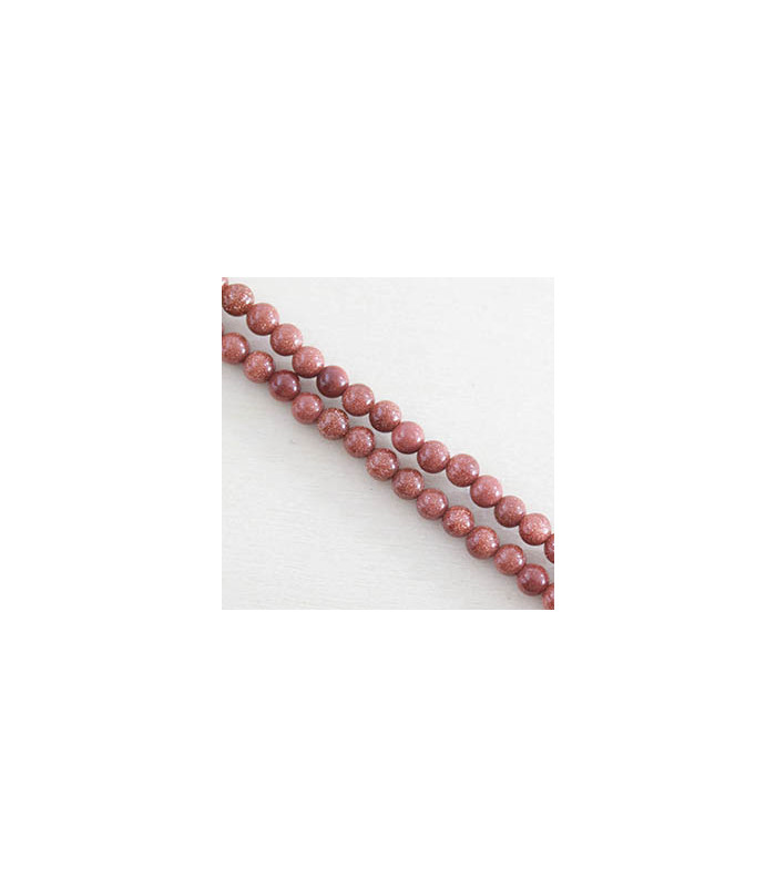 Perles rondes Goldstone - 4mm - Fil de 38cm - Pierre en Verre et Cristaux de cuivre