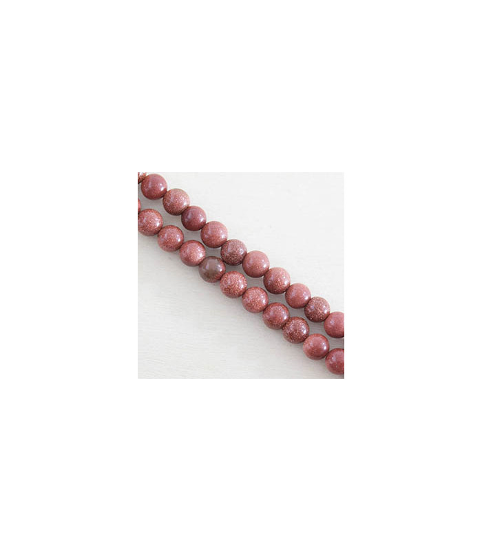 Perles rondes Goldstone - 6mm - Fil de 38cm - Pierre en Verre et Cristaux de cuivre