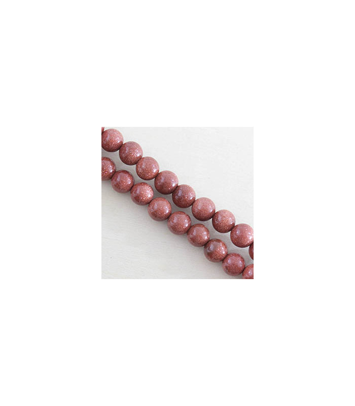 Perles rondes Goldstone - 8mm - Fil de 38cm - Pierre en Verre et Cristaux de cuivre