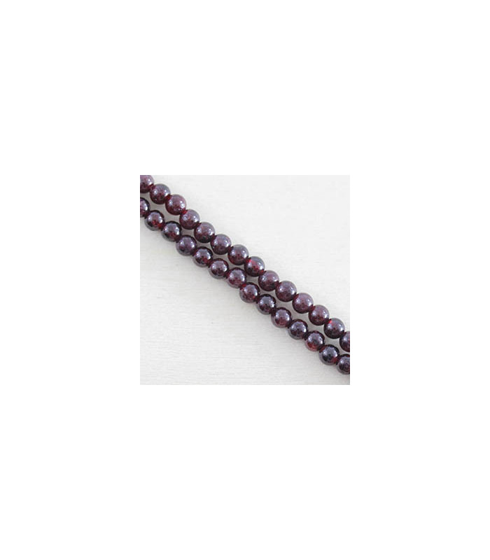 Perles rondes en Grenat - 4mm - Fil de 38cm - Pierre naturelle ou Gemme