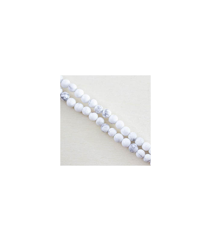 Perles rondes en Howlite - 4mm - Fil de 38cm - Pierre naturelle ou Gemme