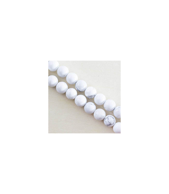 Perles rondes en Howlite - 8mm - Fil de 38 cm - Pierre naturelle ou Gemme