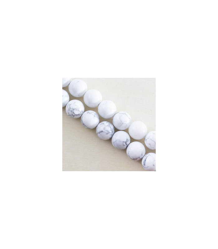 Perles rondes en Howlite - 10mm - Fil de 38cm - Pierre naturelle ou Gemme