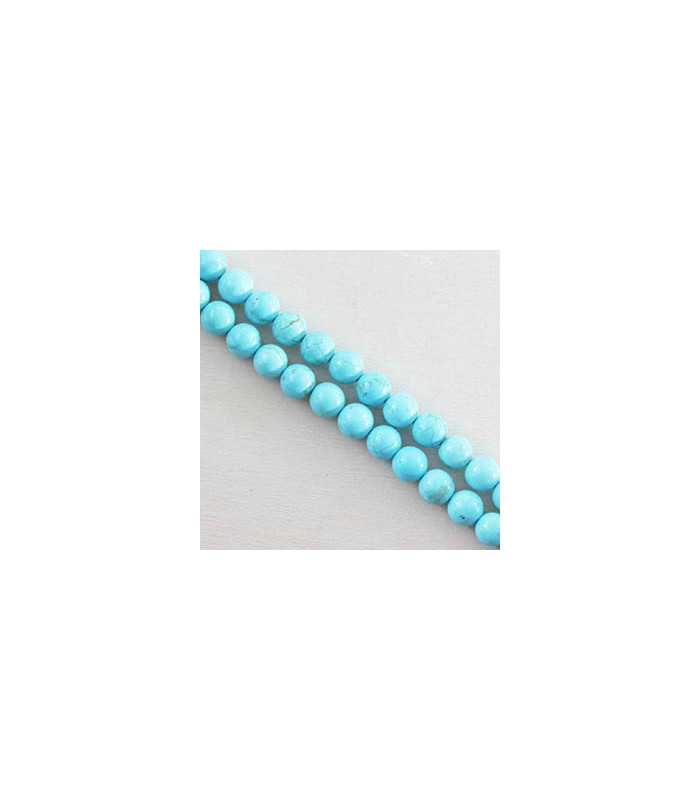 Fil de 38cm en Perles en pierre naturelle - Howlite Teintée Bleu - 6mm