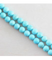 Fil de 38cm en Perles en pierre naturelle - Howlite Teintée Bleu - 6mm