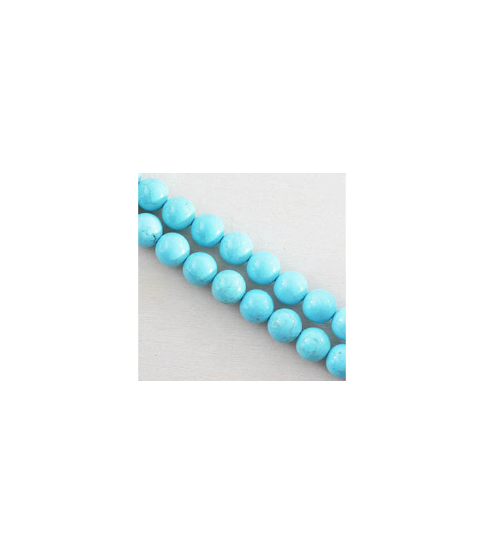 Fil de 38cm en Perles en pierre naturelle - Howlite Teintée Bleu - 8mm
