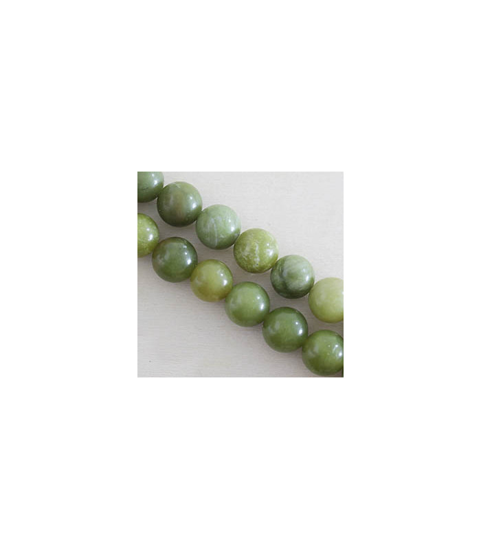 Perles rondes en Jade Vert de Taïwan - 10mm - Fil de 38cm - Pierre naturelle ou Gemme