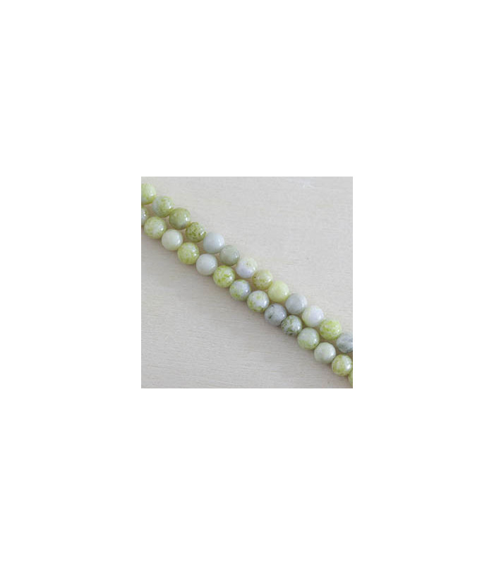 Fil de 38cm en Perles en pierre naturelle - Jaspe Citron - 4mm