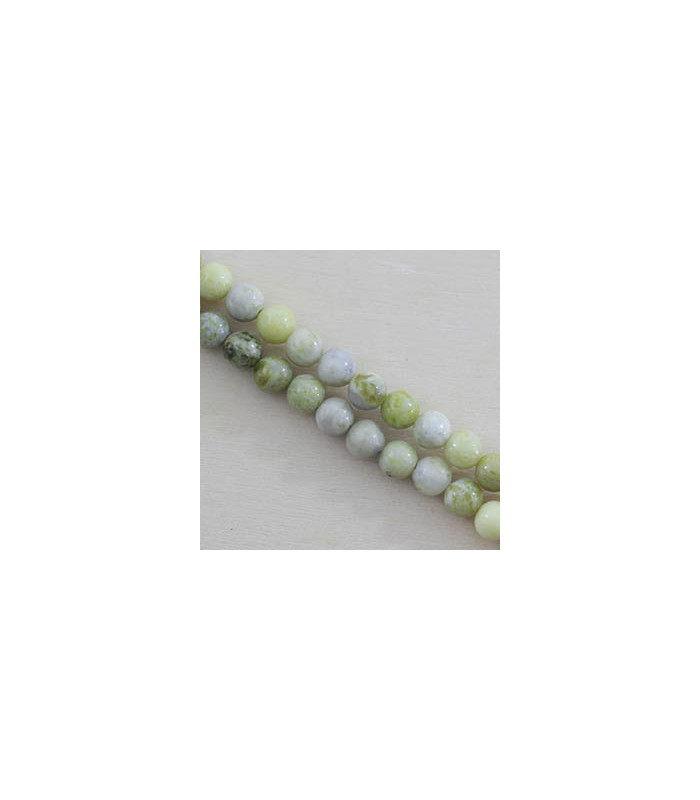 Fil de 38cm en Perles en pierre naturelle - Jaspe Citron - 6mm
