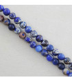 Fil de 38cm en Perles en pierre naturelle - Jaspe Impression Teinté Bleu Foncé - 4mm