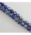 Fil de 38cm en Perles en pierre naturelle - Jaspe Impression Teinté Bleu Foncé - 6mm