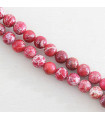 Fil de 38cm en Perles en pierre naturelle - Jaspe Impression Teinté Rouge - 6mm
