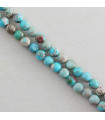 Fil de 38cm en Perles en pierre naturelle - Jaspe Impression Teinté Bleu Turquoise - 4mm