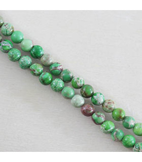 Fil de 38cm en Perles en pierre naturelle - Jaspe Impression Teinté Vert Clair - 4mm
