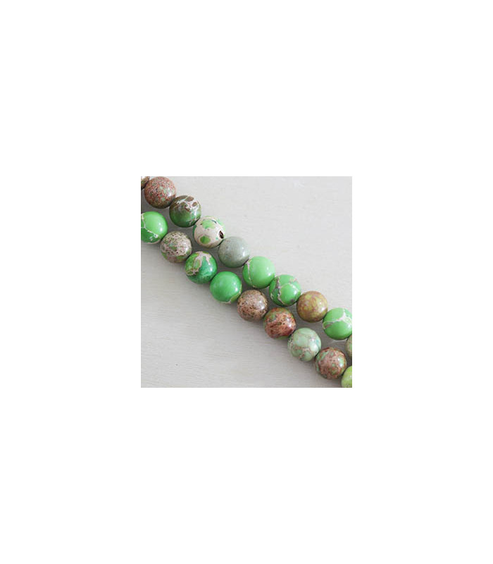 Fil de 38cm en Perles en pierre naturelle - Jaspe Impression Teinté Vert Clair - 8mm