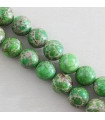 Fil de 38cm en Perles en pierre naturelle - Jaspe Impression Teinté Vert Clair - 10mm
