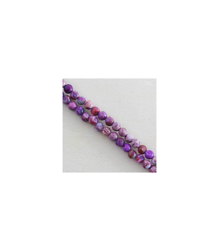 Fil de 38cm en Perles en pierre naturelle - Jaspe Impression Teinté Violet - 4mm
