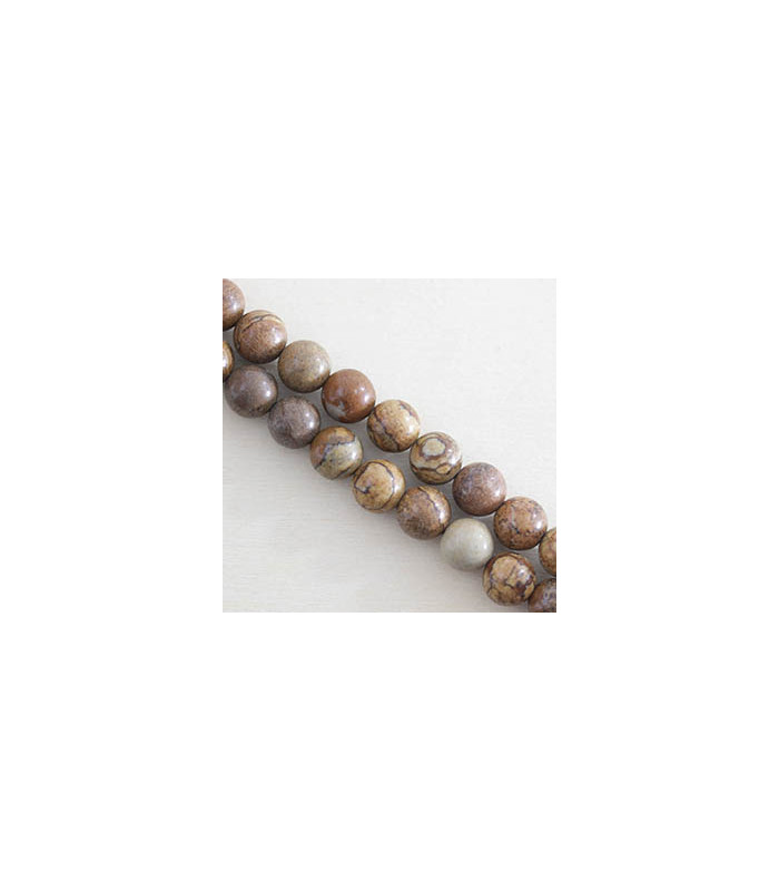 Perles rondes en Jaspe Paysage - 8mm - Fil de 38 cm - Pierre naturelle ou Gemme