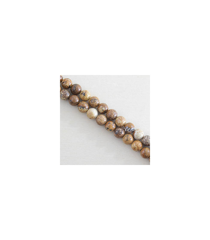 Perles rondes en Jaspe Paysage - 6mm - Fil de 38cm - Pierre naturelle ou Gemme