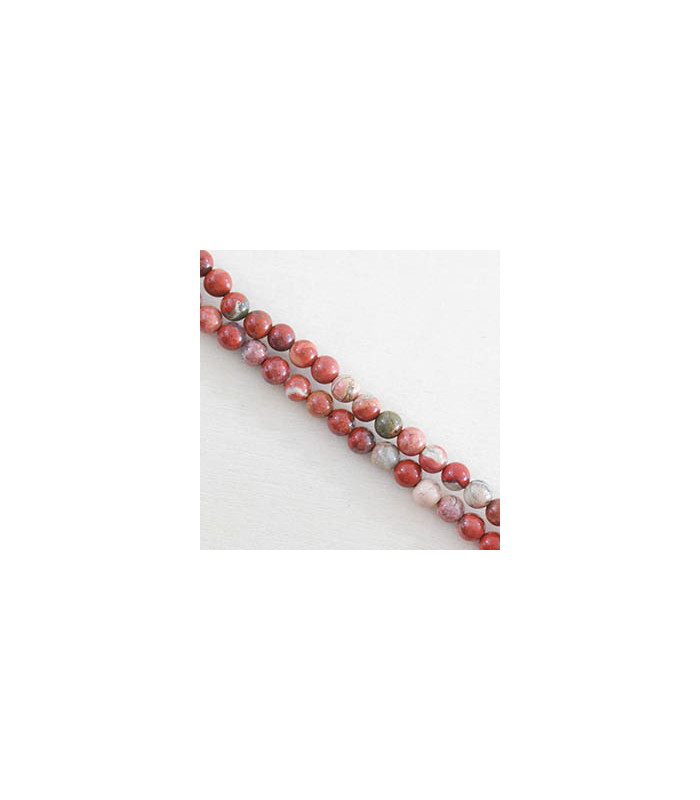 Fil de 38cm en Perles en pierre naturelle - Jaspe Rouge - 4mm