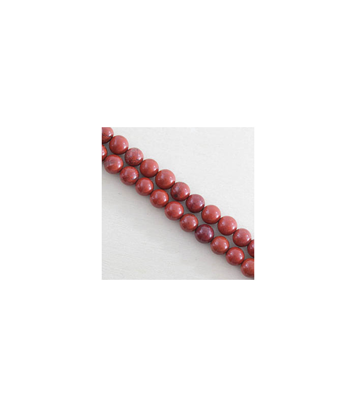 Fil de 38cm en Perles en pierre naturelle - Jaspe Rouge - 6mm