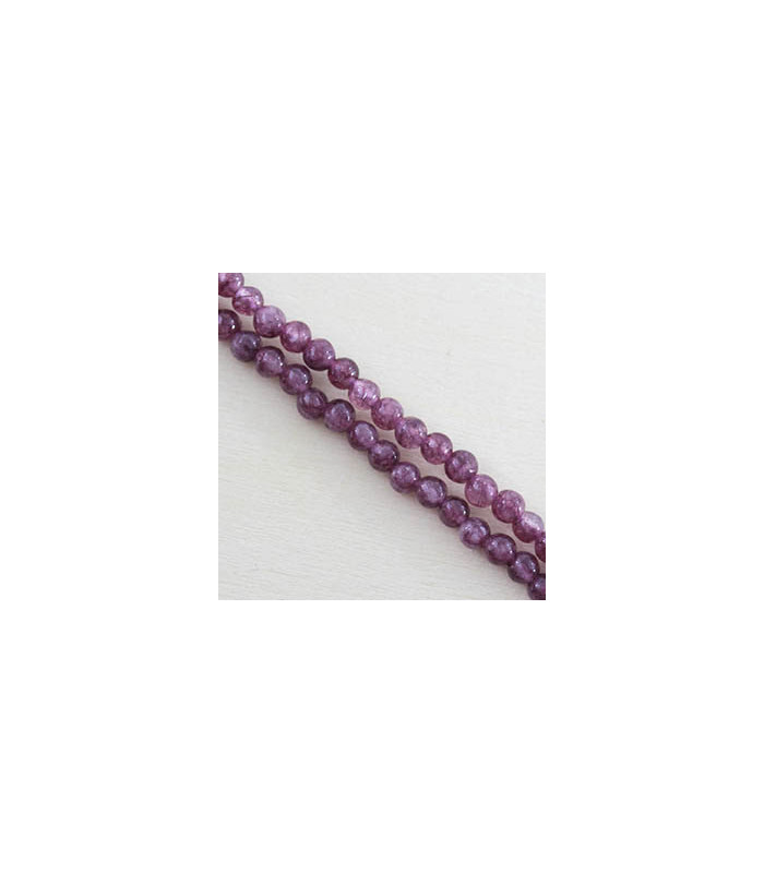 Perles rondes en Lépidolite - 4mm - Fil de 38cm - Pierre naturelle ou Gemme