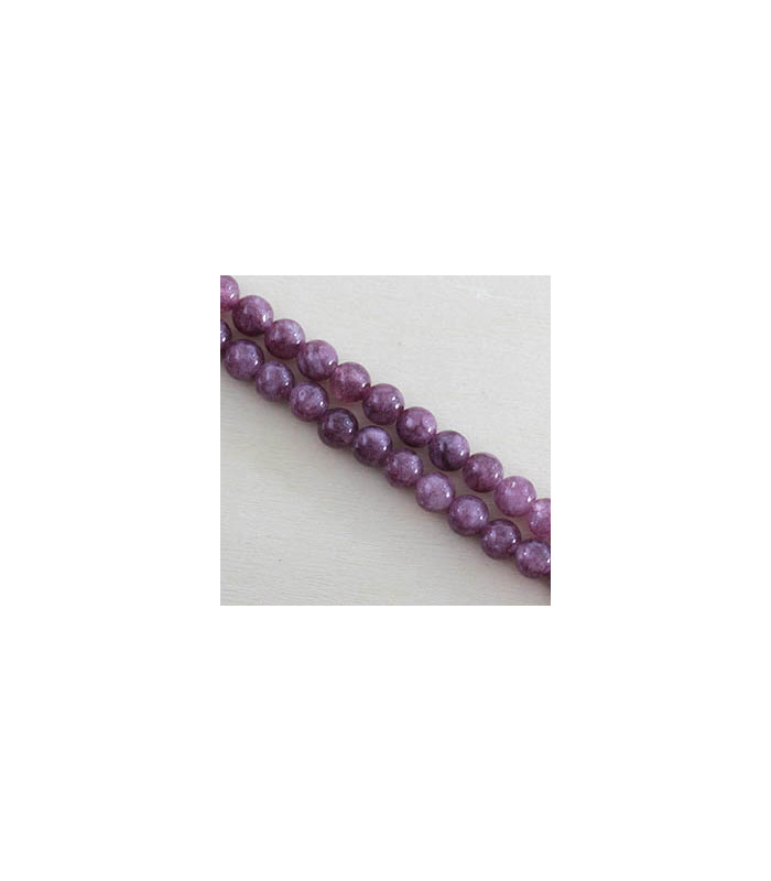 Perles rondes en Lépidolite - 6mm - Fil de 38cm - Pierre naturelle ou Gemme