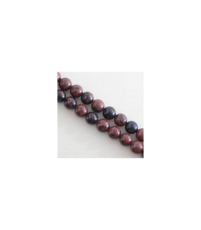 Fil de 38cm en Perles en pierre naturelle - Obsidienne Acajou - 8mm